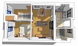家装小户型室内su空间模型