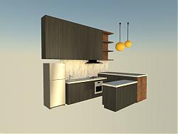 厨房橱柜吧台SU模型