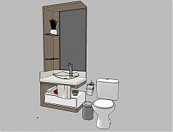 浴室柜洗手池马桶SU模型