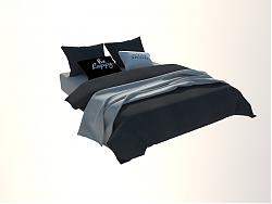 现代双人床床铺SU模型