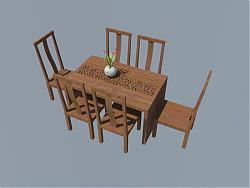 中式实木餐桌椅SU模型