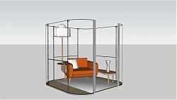 开放空间沙发书桌SU模型