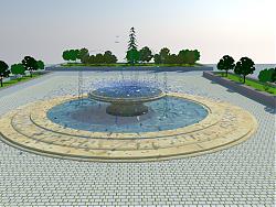 欧式喷泉2D树木SU模型