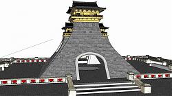 汉代古建筑高台SU模型