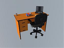 书桌电脑桌旋转椅SU模型