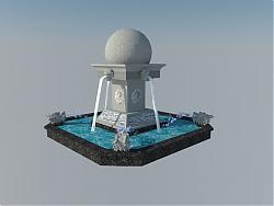 中式流水喷泉SU模型