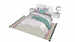 床铺地毯床头柜SU模型