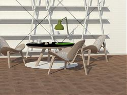 工业风休闲桌椅家具SU模型