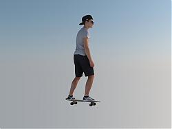 3D滑板男人SU模型