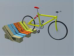 木质自行车停车架SU模型
