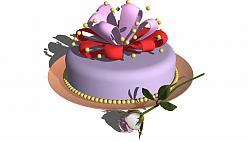 生日蛋糕玫瑰花SU模型