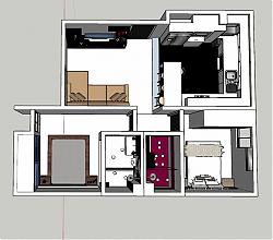 两房公寓室内空间su模型
