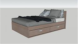 木板床双人床SU模型