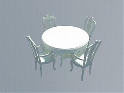 圆形欧式餐桌椅SU模型
