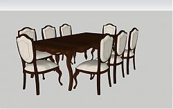 欧式餐桌椅8人座SU模型