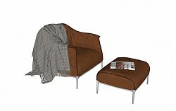 休闲沙发椅垫脚凳SU模型