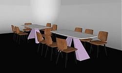食堂餐桌椅家具SU模型