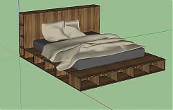 木质板床床铺SU模型