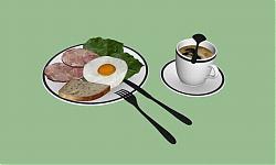 早餐食物餐盘SU模型