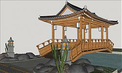 日式景观桥梁SU模型