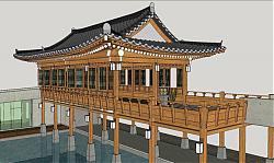 日式古建廊桥SU模型