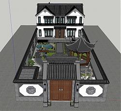中式别墅庭院SU模型