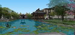 中式花园景观SU模型