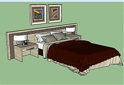 双人床床铺床头柜SU模型
