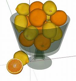 橙子水果果盘SU模型