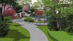 中式风格庭院花园景观su模型库素材 模型图2