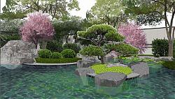 中式风格庭院花园景观su模型库素材 模型图4