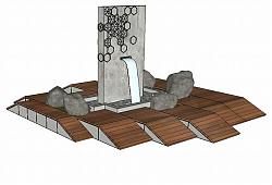 景观流水座椅平台景观小品su免费模型库 模型图1