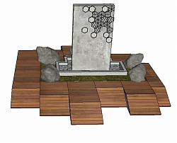 景观流水座椅平台景观小品su免费模型库 模型图3