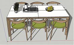 现代六人座餐桌椅su模型库素材 模型图2