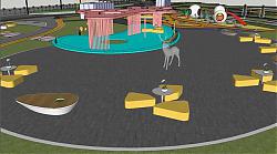 现代儿童游乐区公园景观su模型库素材 模型图2