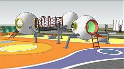 现代儿童游乐区公园景观su模型库素材 模型图3
