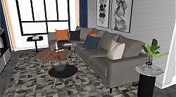 客厅-电视柜-沙发-中央空调出风口su模型 模型图2