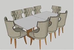 8人座餐桌椅家具SU模型