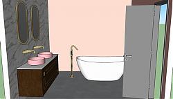 浴室柜浴室镜浴缸SU模型