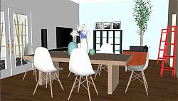 餐桌椅电视柜欧式SU模型