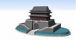 中式古建筑城楼城门su模型库免费素材