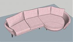 粉色组合沙发SU模型
