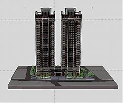 中式高层建筑住宅su模型库素材