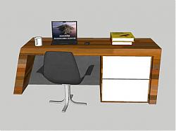电脑桌办公桌椅笔记本SU模型