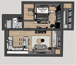 简约欧式公寓住宅su模型库素材 模型图1