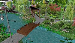 中式生态花园景观su模型库素材 模型图3
