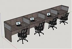 办公桌椅笔记本电脑SU模型