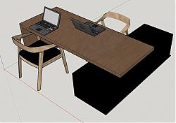 办公桌扶手椅笔记本SU模型