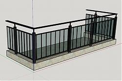 阳台玻璃护栏SU模型