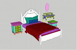 儿童床床铺床头柜SU模型